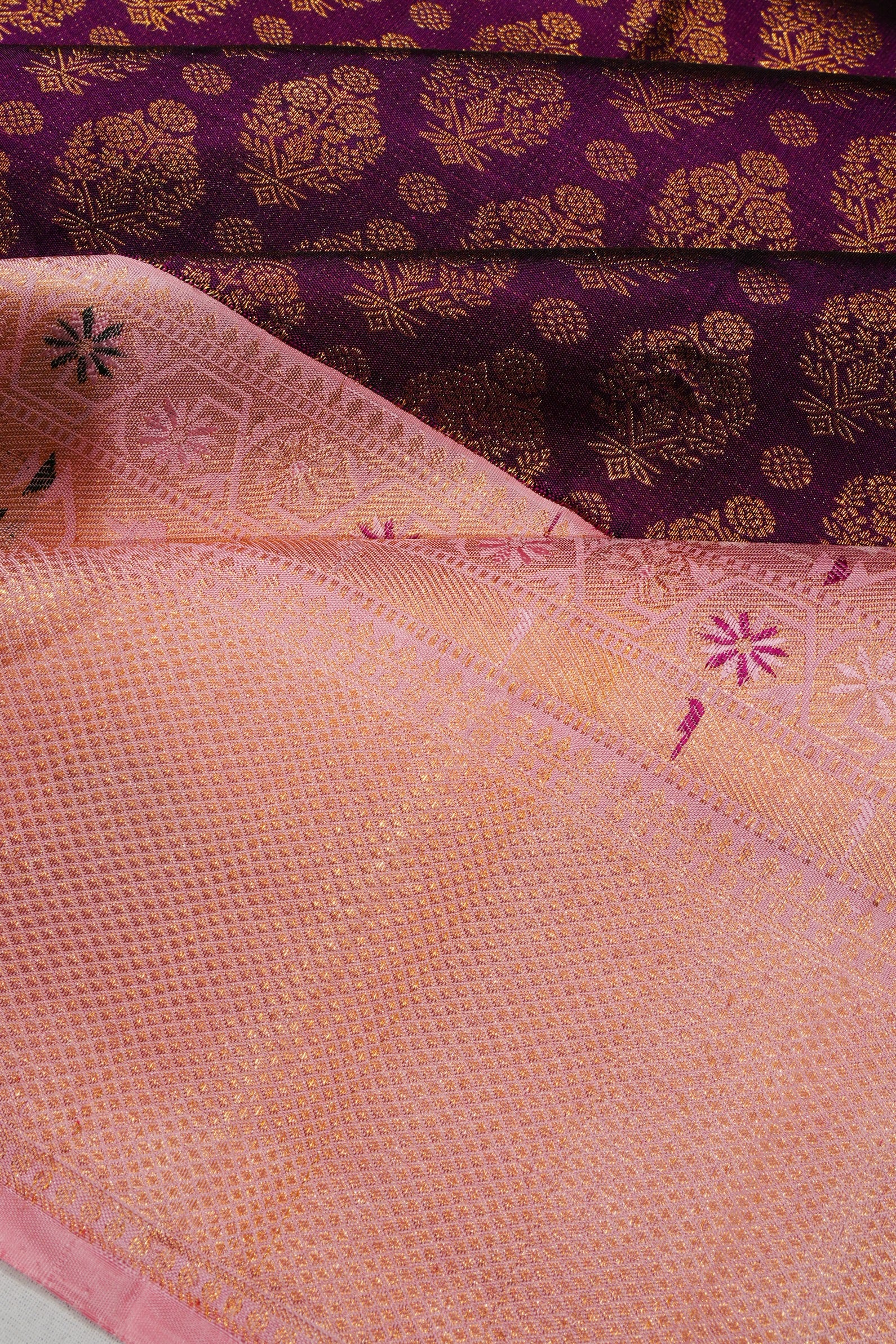 Kanchipuram Silk Brocade Purple Saree