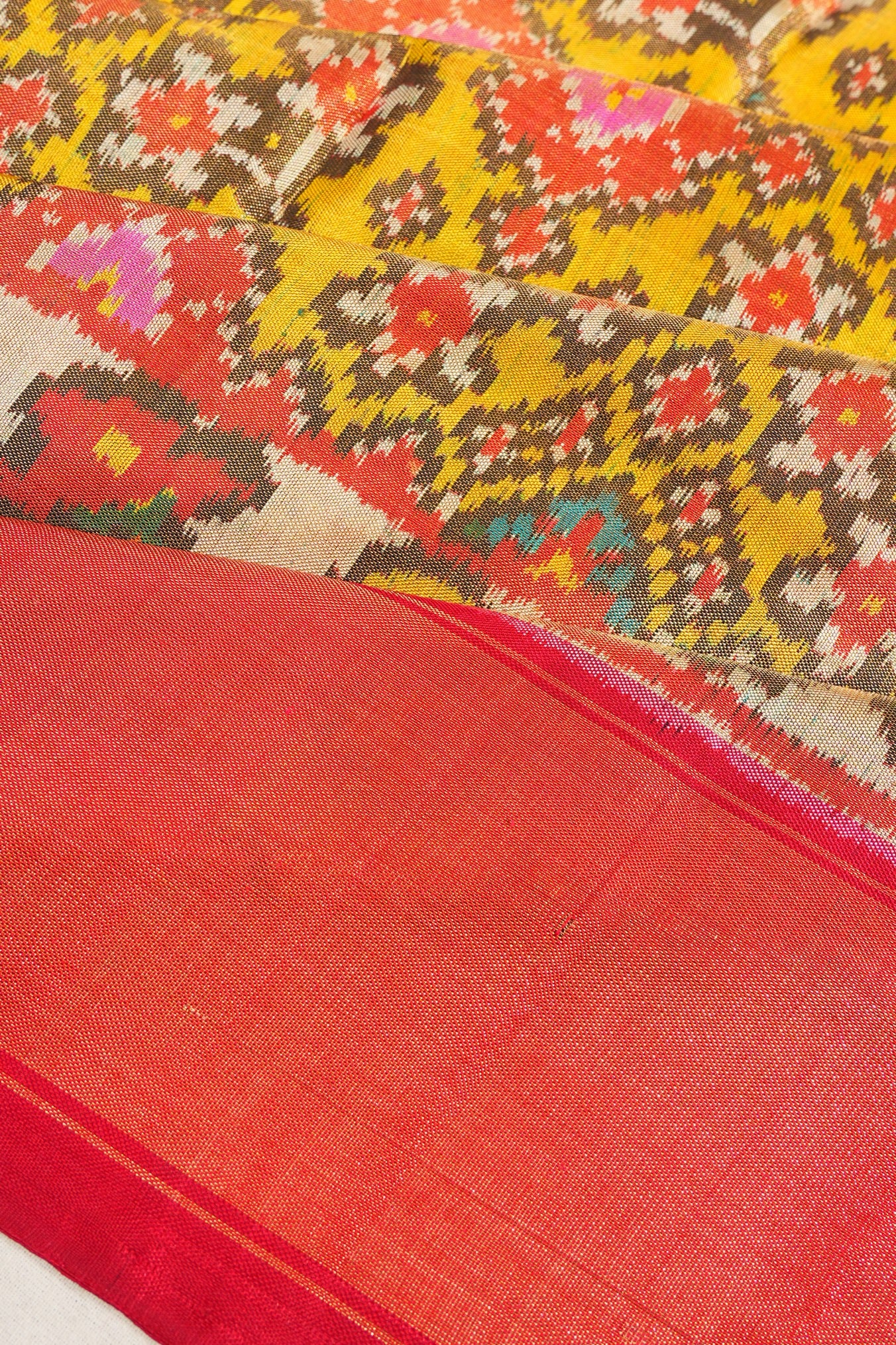 Pochampally Silk Ikat Yellow Saree