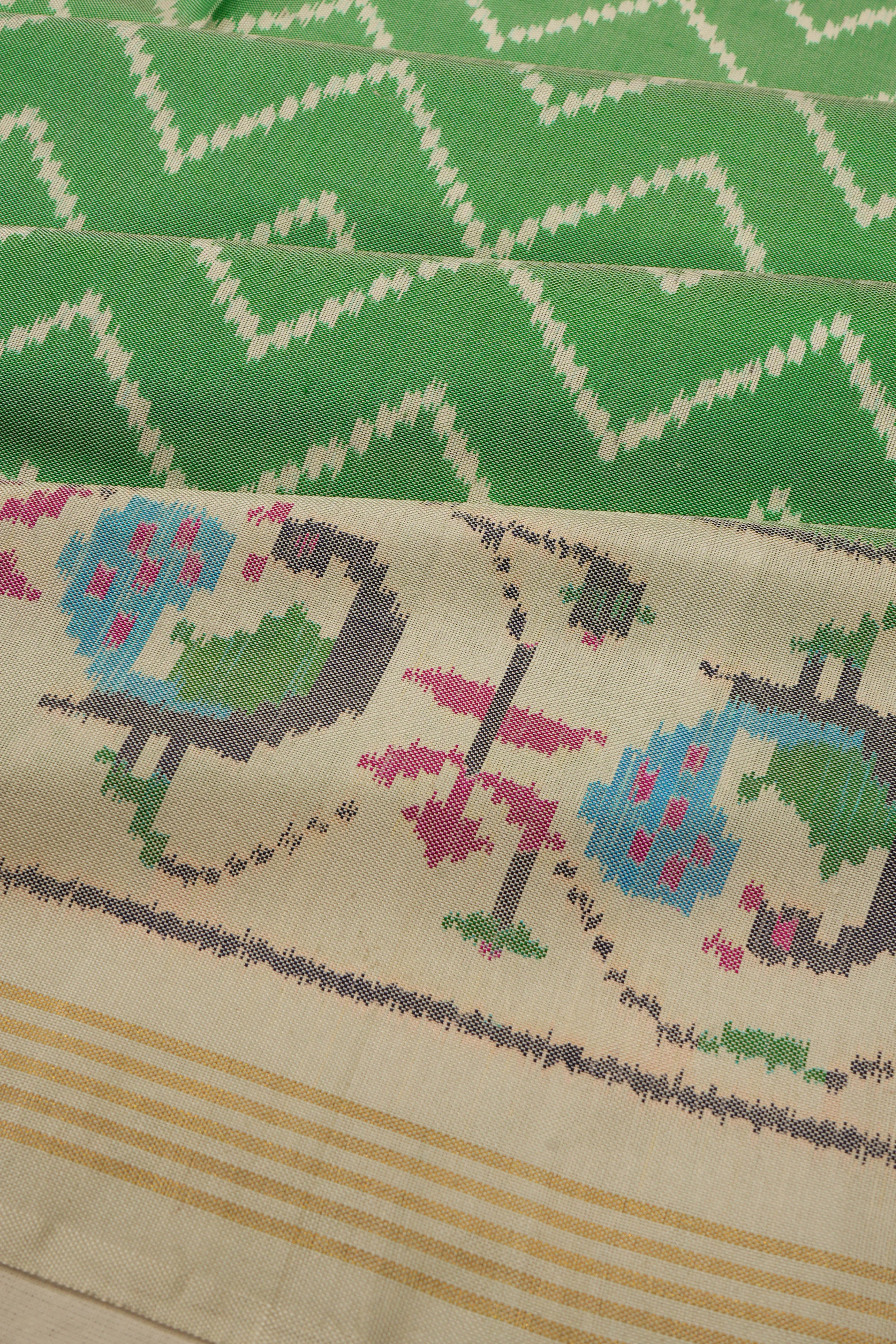 Pochampally Silk Ikat Green Saree