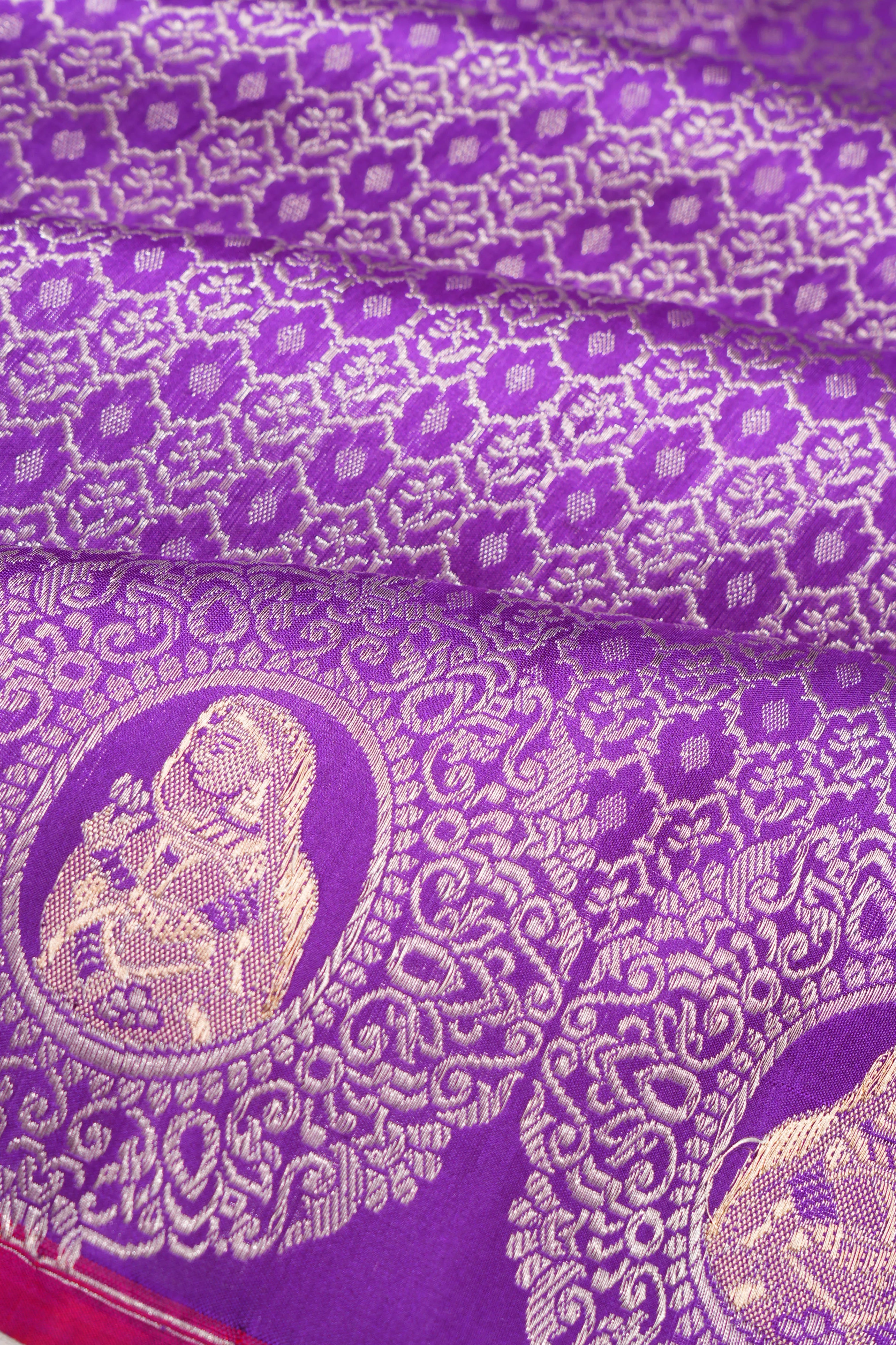 Banarasi Silk Brocade Purple Saree