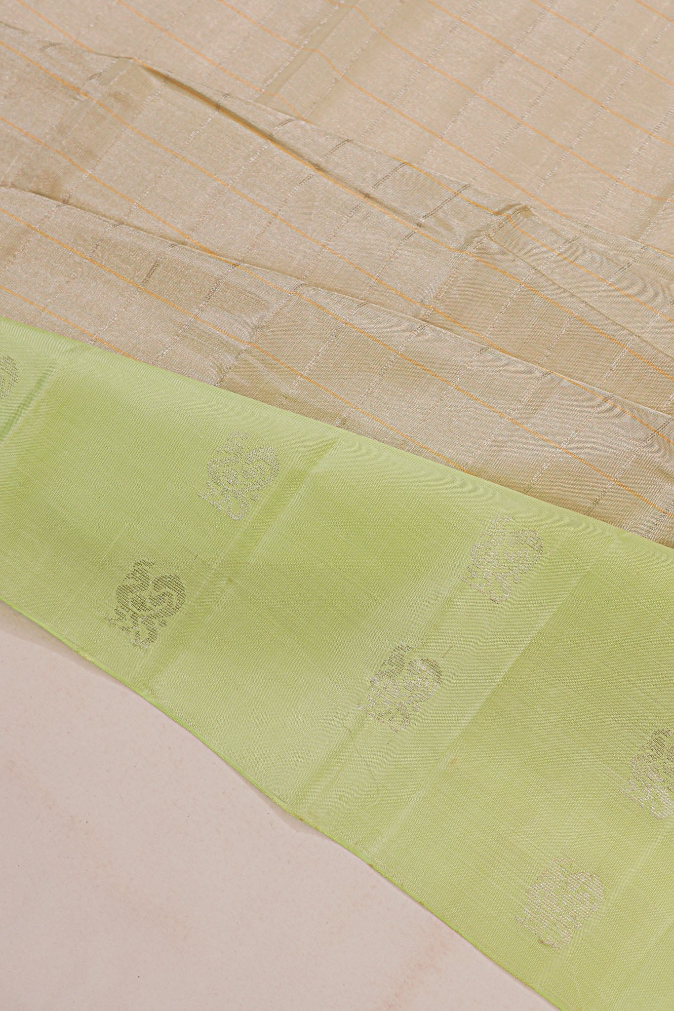 Tussar Checks Beige Saree