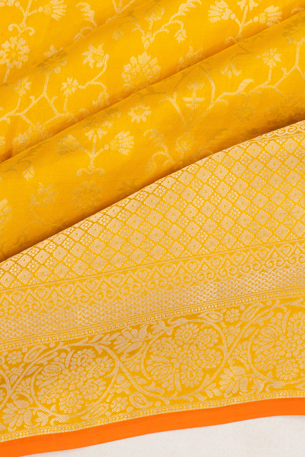 Coimbatore Soft Silk Jaal Mustard Yellow Saree