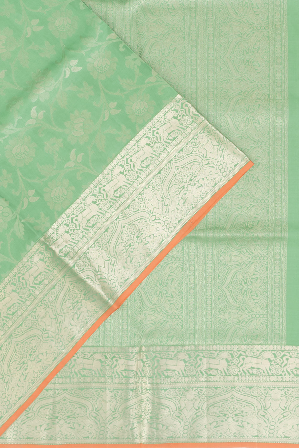 Coimbatore Soft Silk Jaal Mint Green Saree