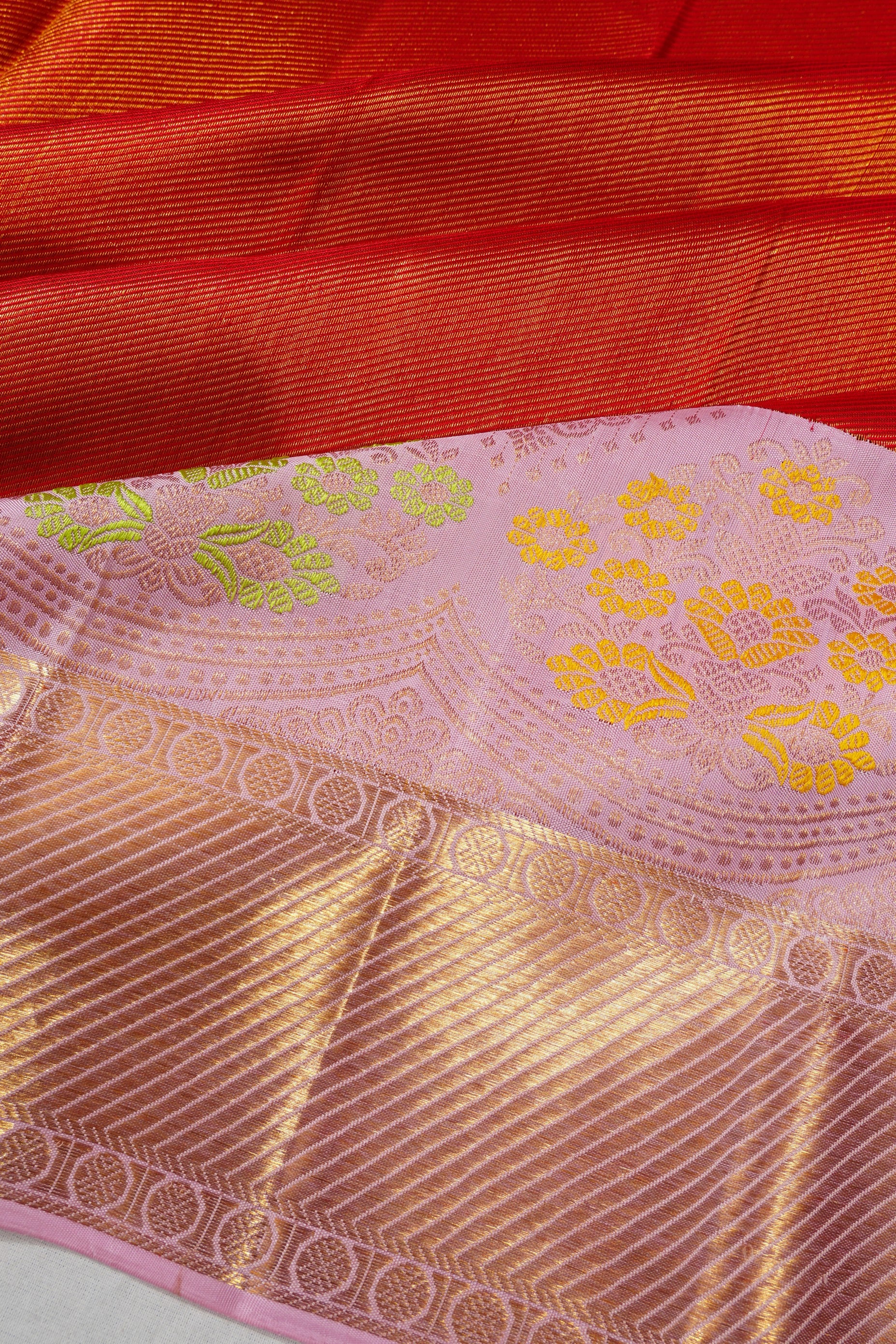 Kanchipuram Silk Brocade Red Saree