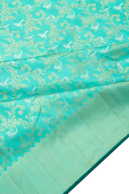 Kanchipuram Silk Jaal Sea Green Saree