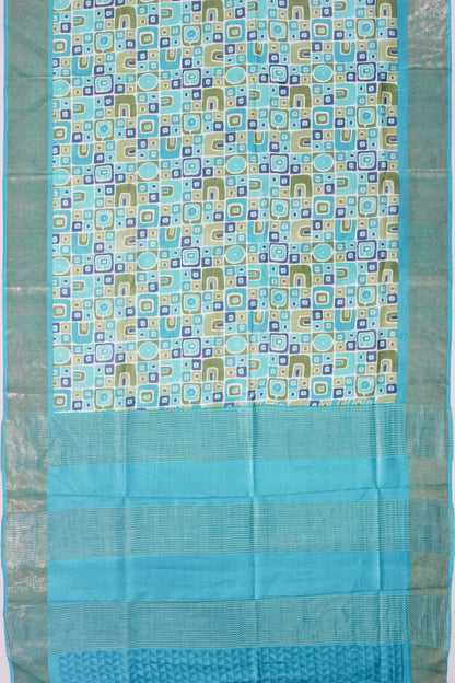 Kankatala Tussar Geometrical Brocade Printed Sky Blue Saree g2