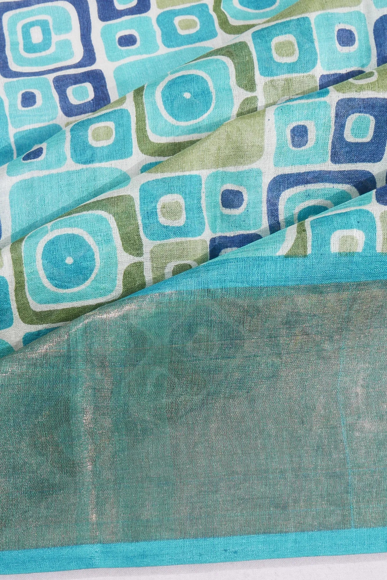 Kankatala Tussar Geometrical Brocade Printed Sky Blue Saree g2