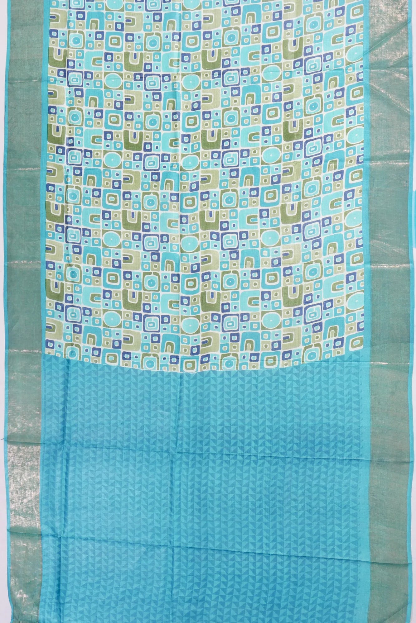 Kankatala Tussar Geometrical Brocade Printed Sky Blue Saree g2