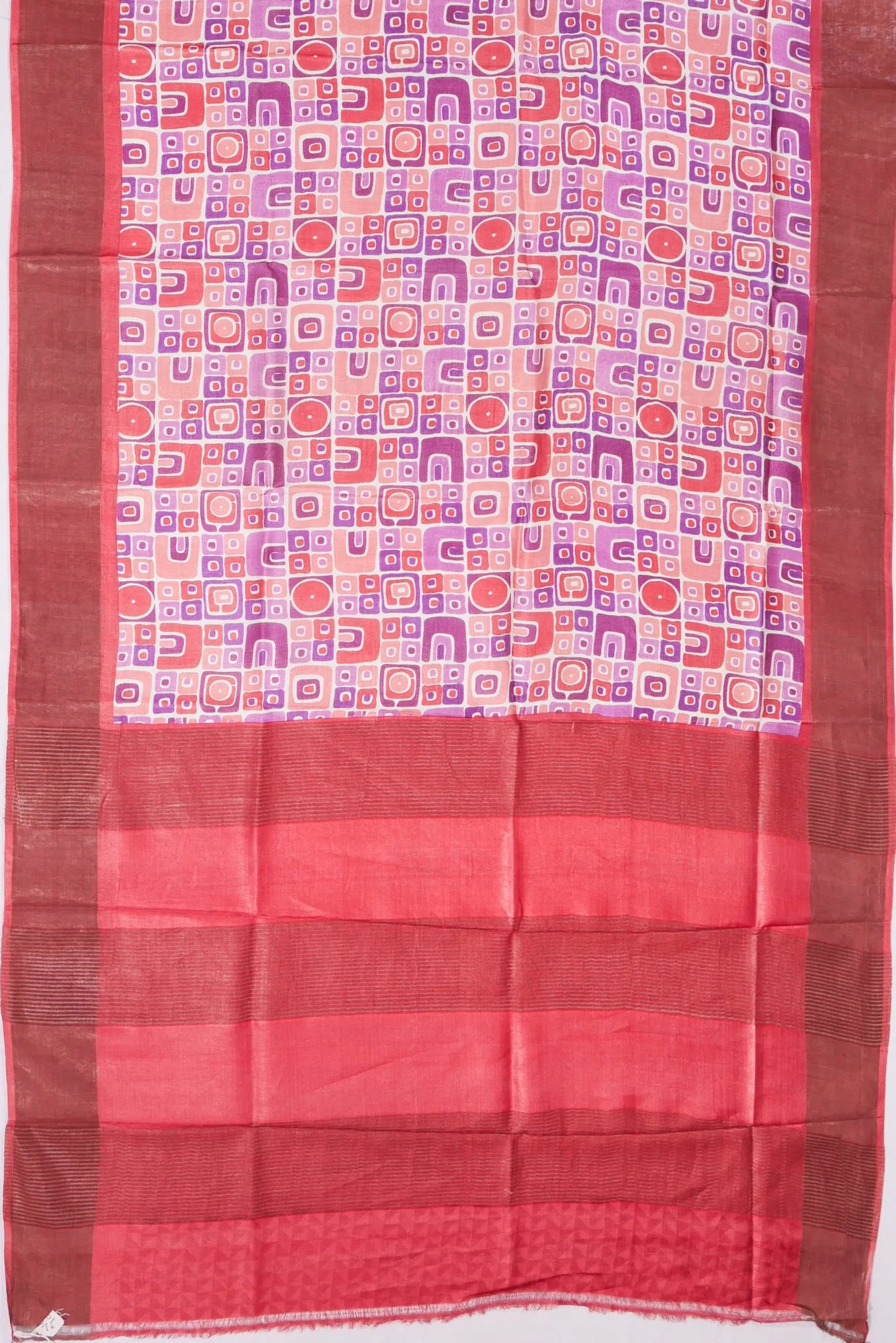 Kankatala Tussar Geometrical Brocade Printed White Saree g2