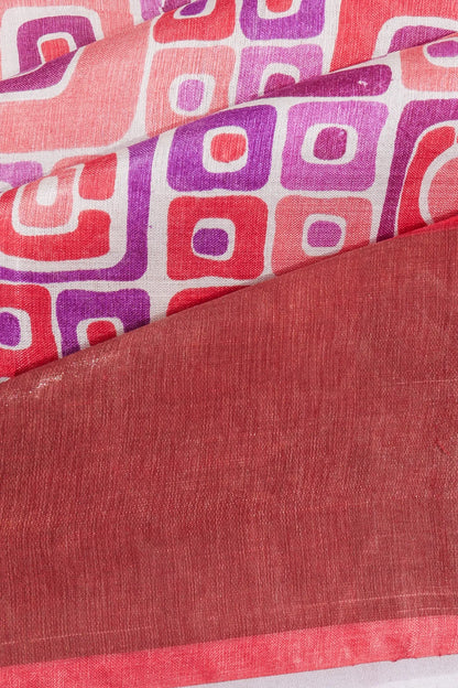 Kankatala Tussar Geometrical Brocade Printed White Saree g2