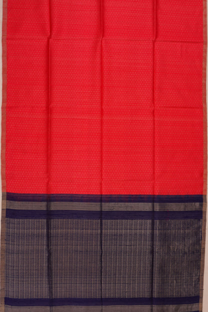 Tussar Brocade Red Saree