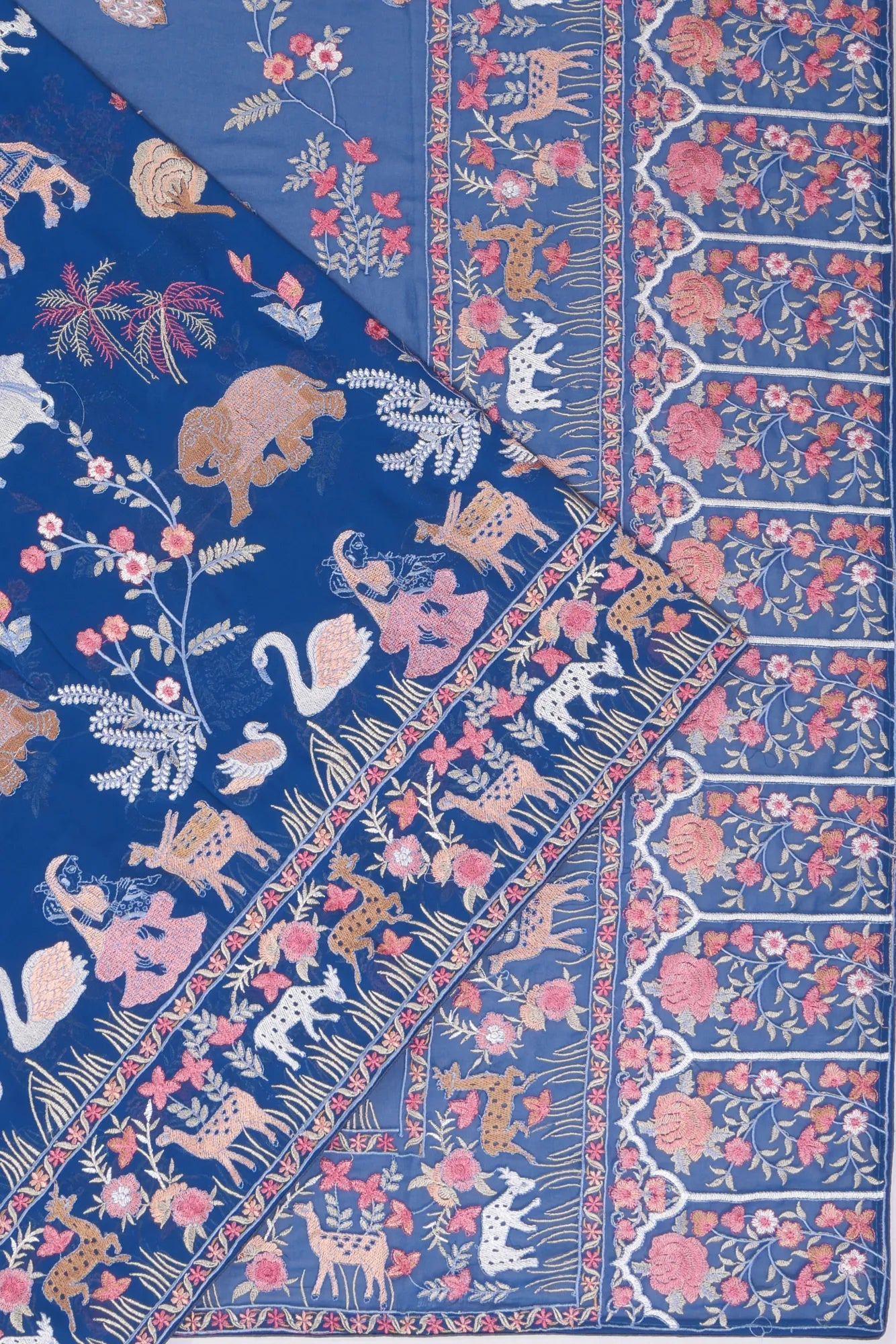 Georgette Embroidery Dark Blue Saree