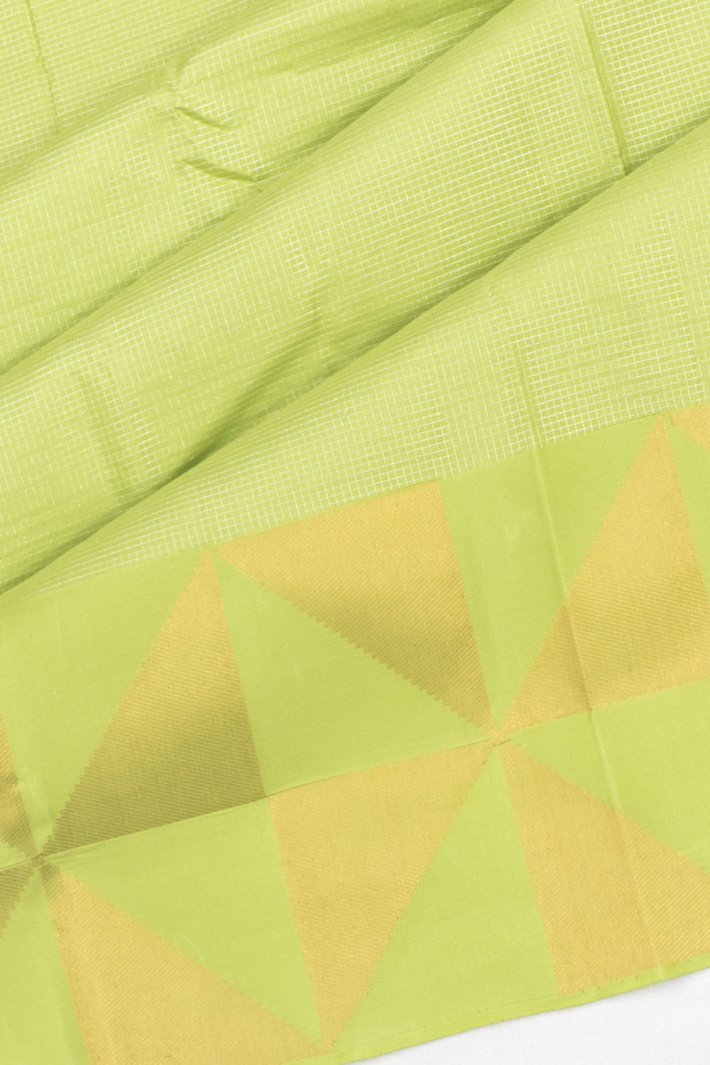 Kanchipuram Silk Oosi Lines Pista Green Saree