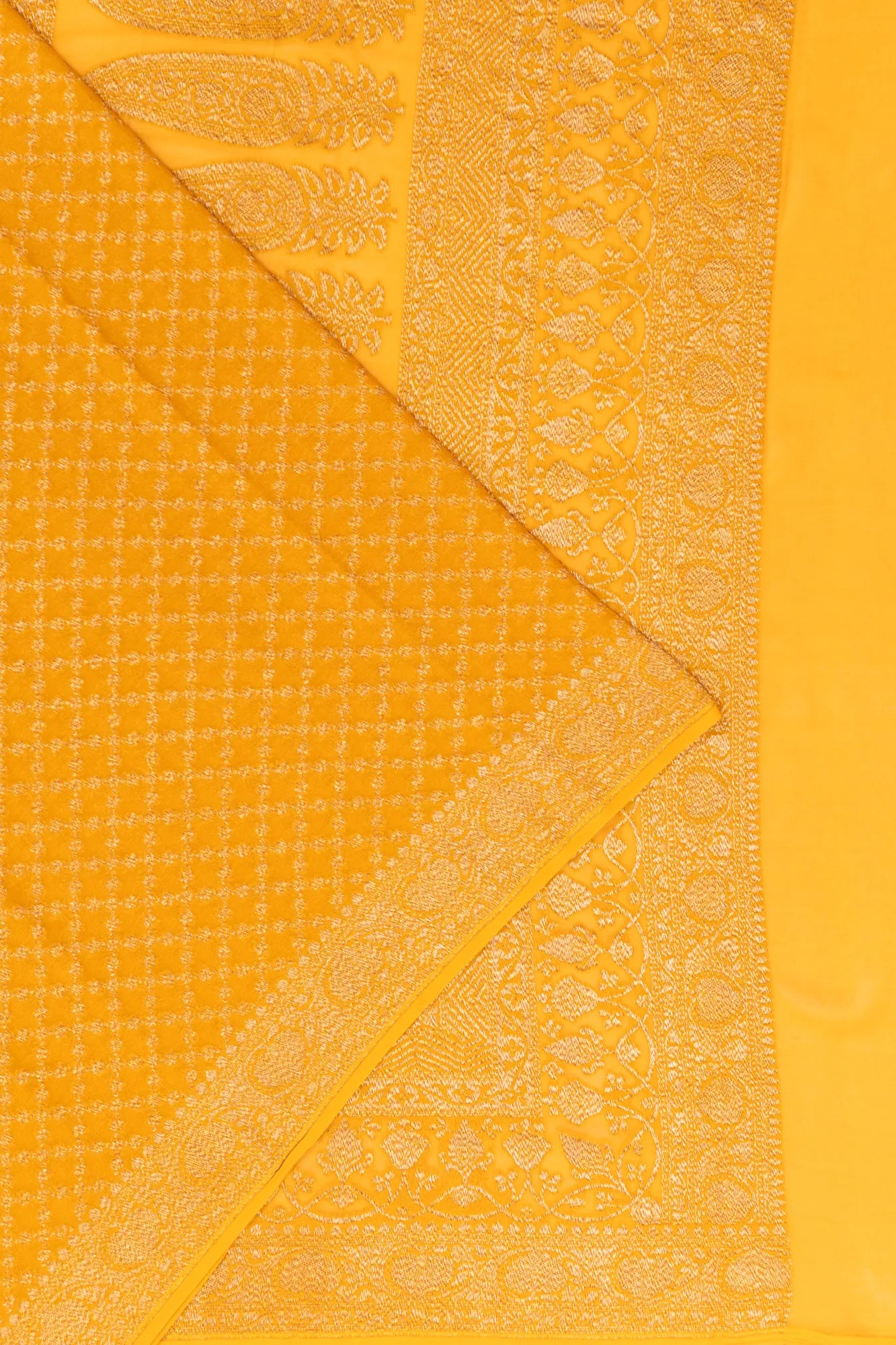 Banarasi Georgette Brocade Mustard Yellow Saree
