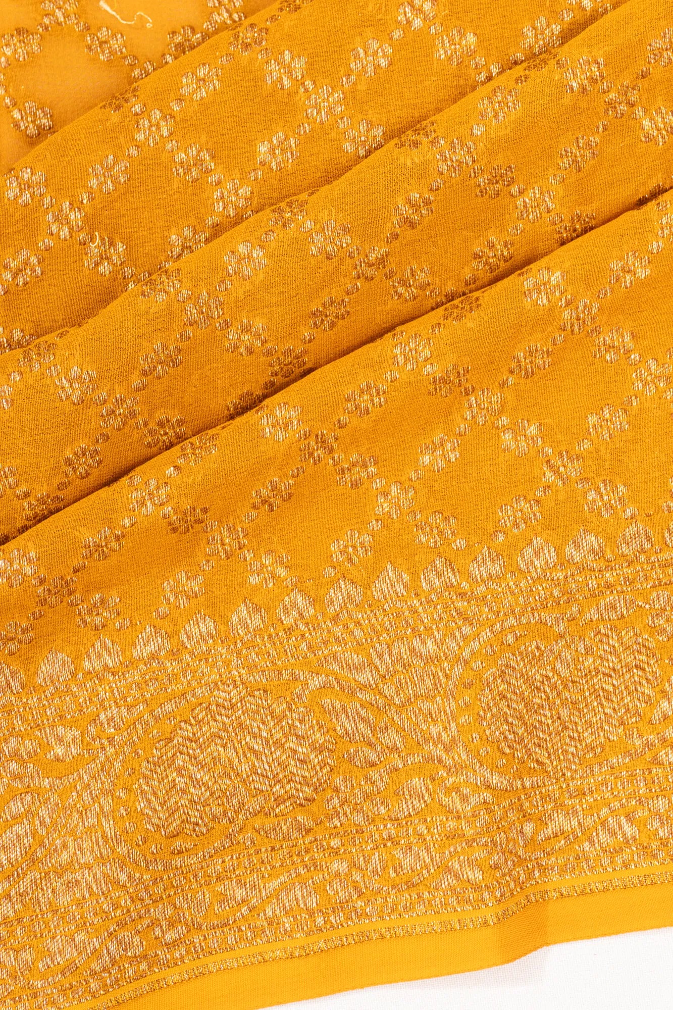 Banarasi Georgette Brocade Mustard Yellow Saree