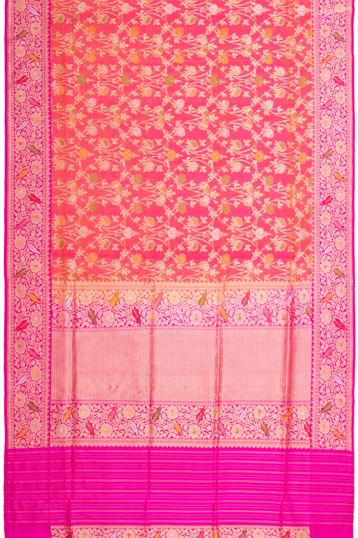 Banarasi Silk Jaal Redish Pink Saree