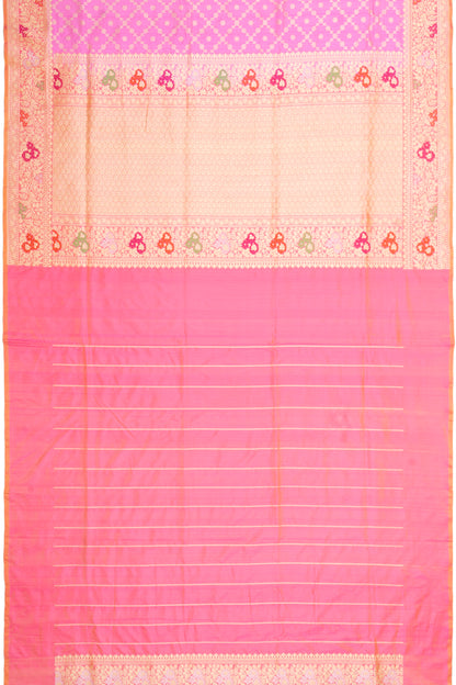 Banarasi Silk Criss Cross Checks And Butta Baby Pink Saree