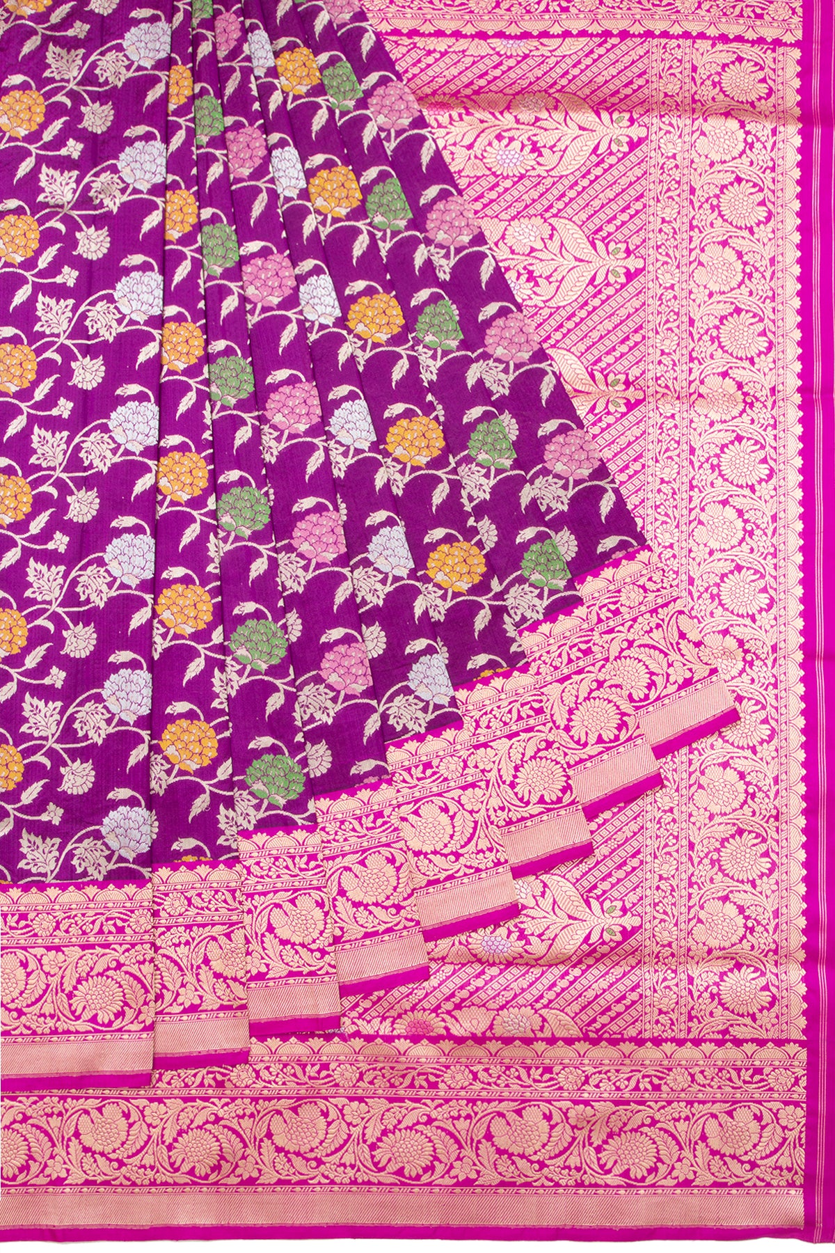 Banarasi Silk Meenakari And Jaal Purple Saree