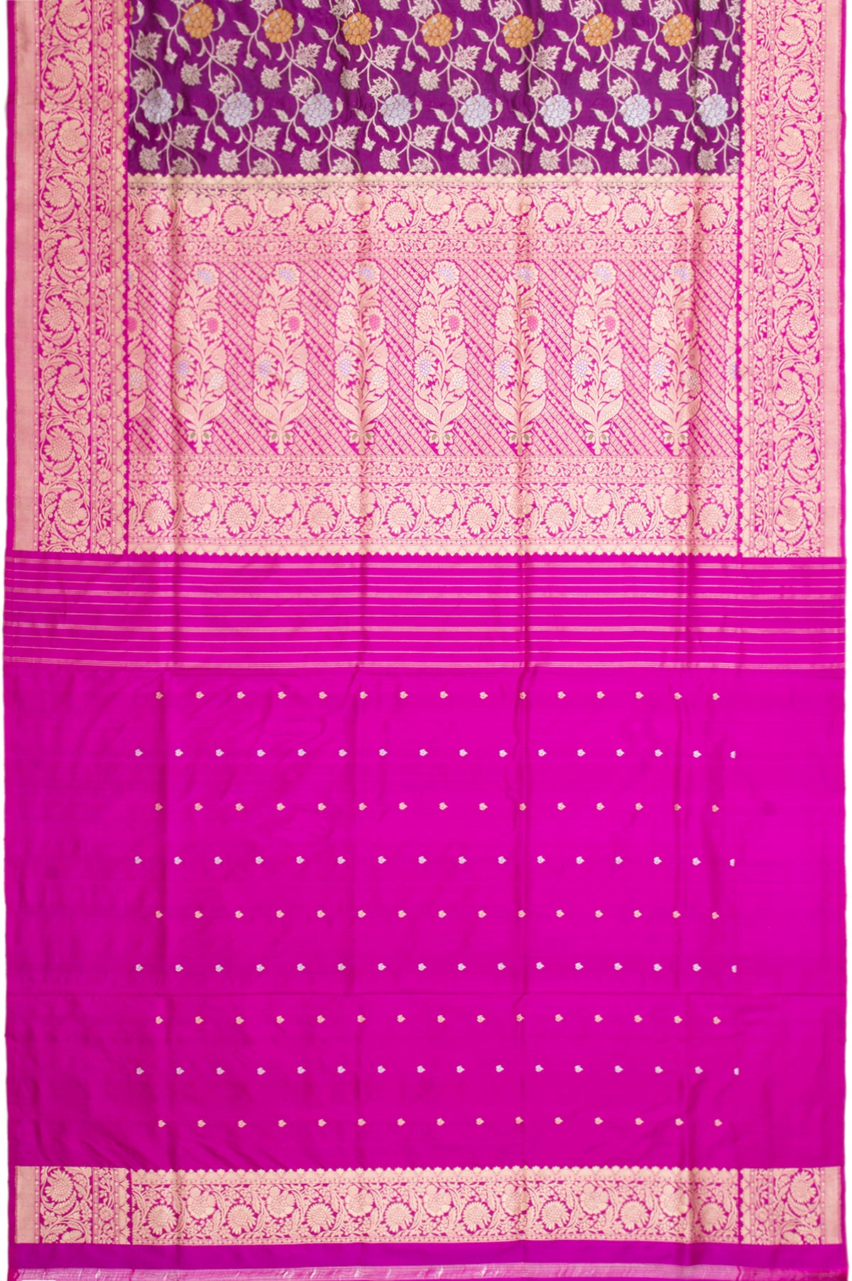 Banarasi Silk Meenakari And Jaal Purple Saree