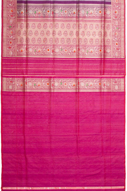 Banarasi Silk Vertical Lines Purple Saree
