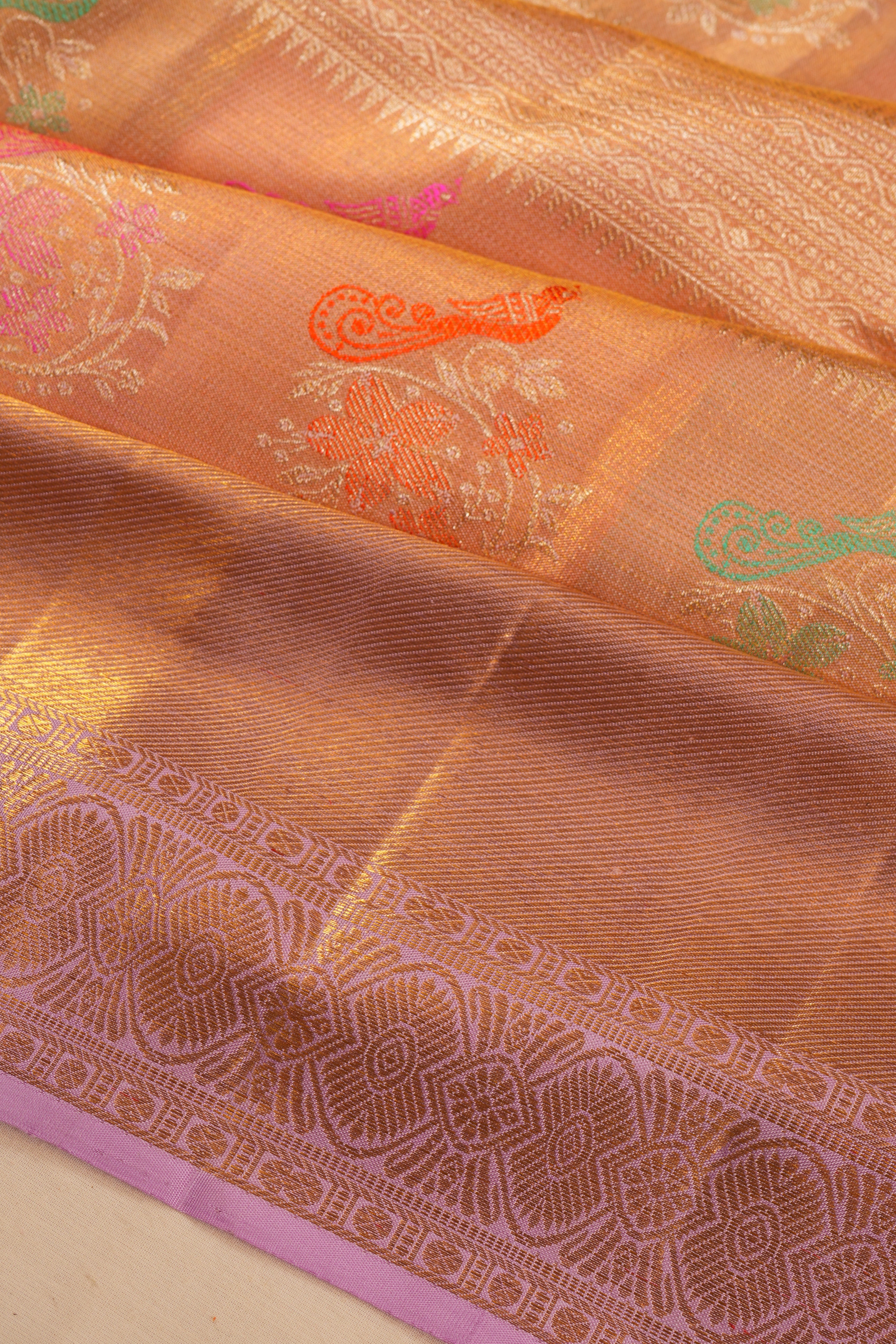Kanchipuram Silk Tissue Brocade Gold Saree