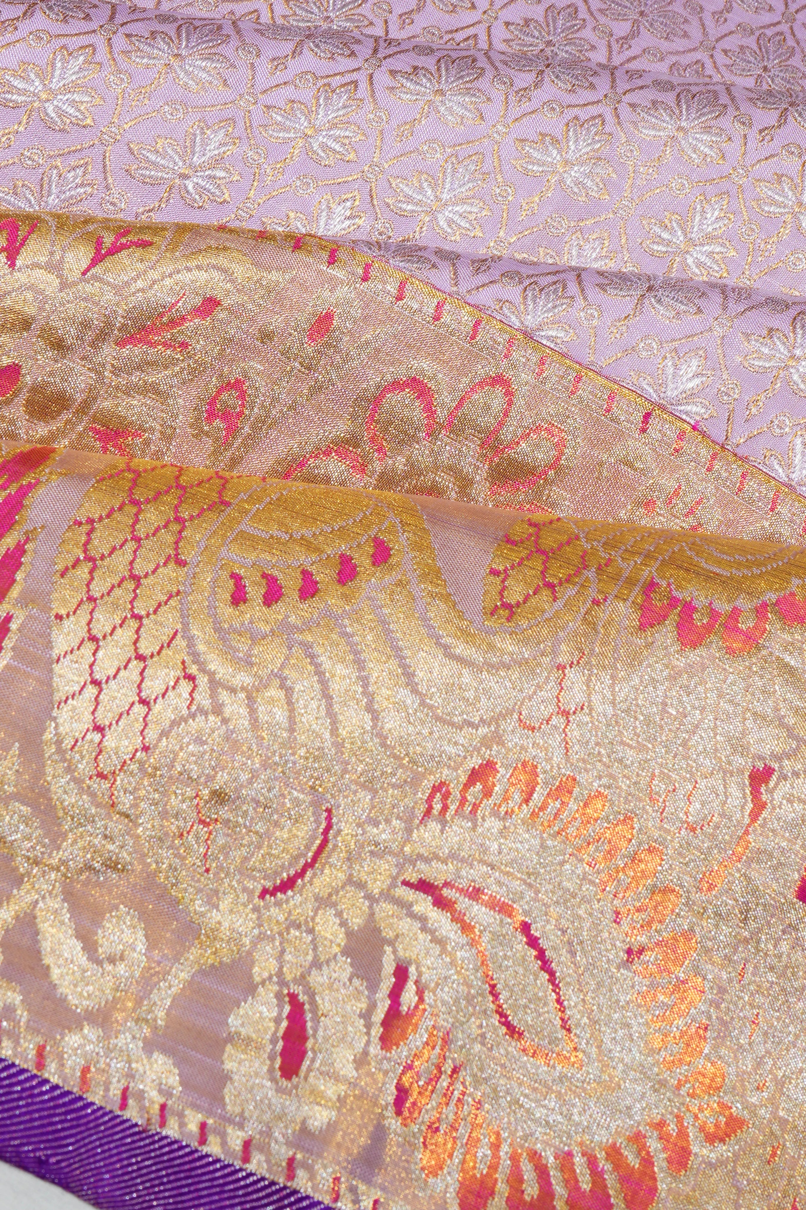 Kanchipuram Silk Brocade Lavender Saree