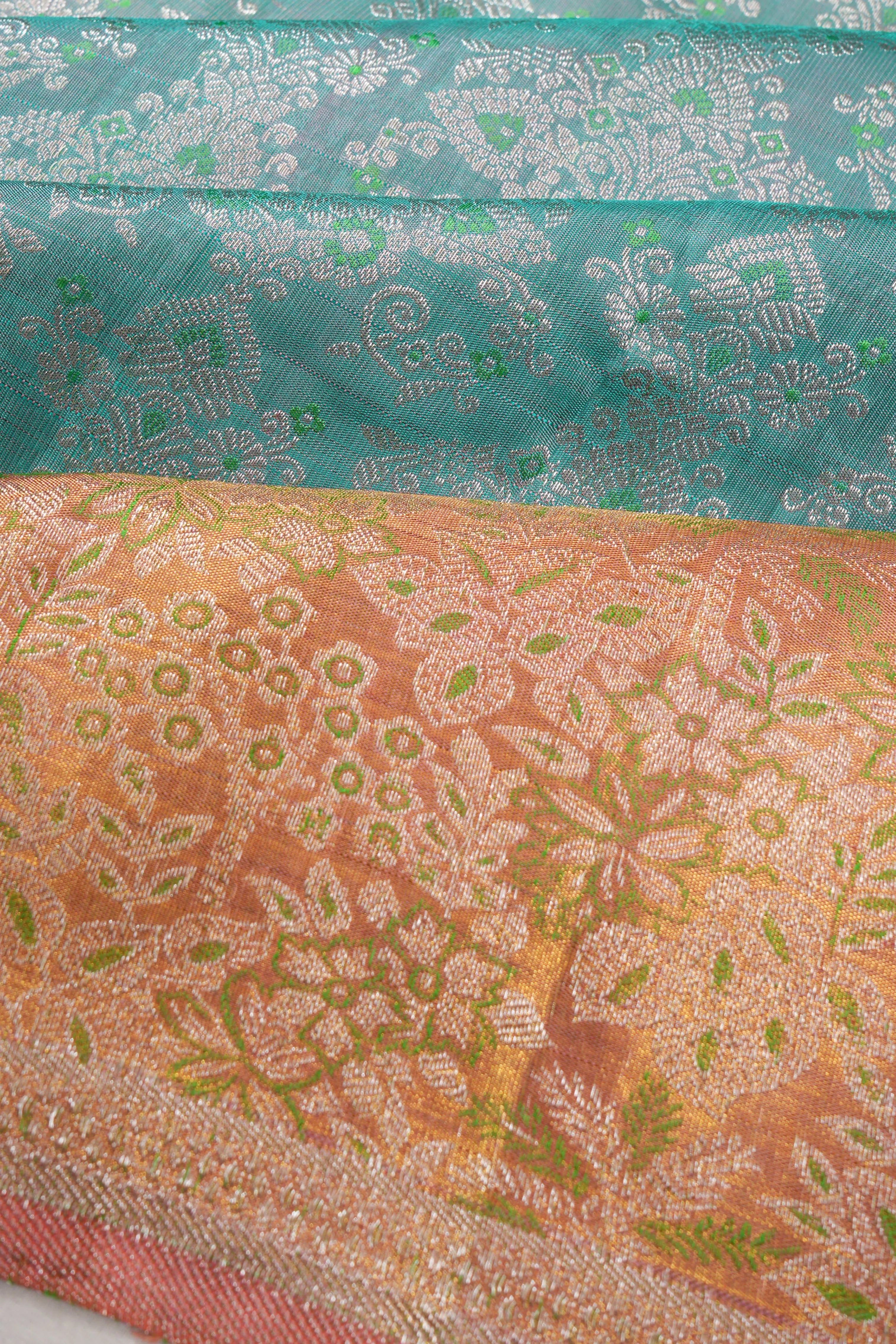 Kanchipuram Silk Brocade Sky Blue Saree