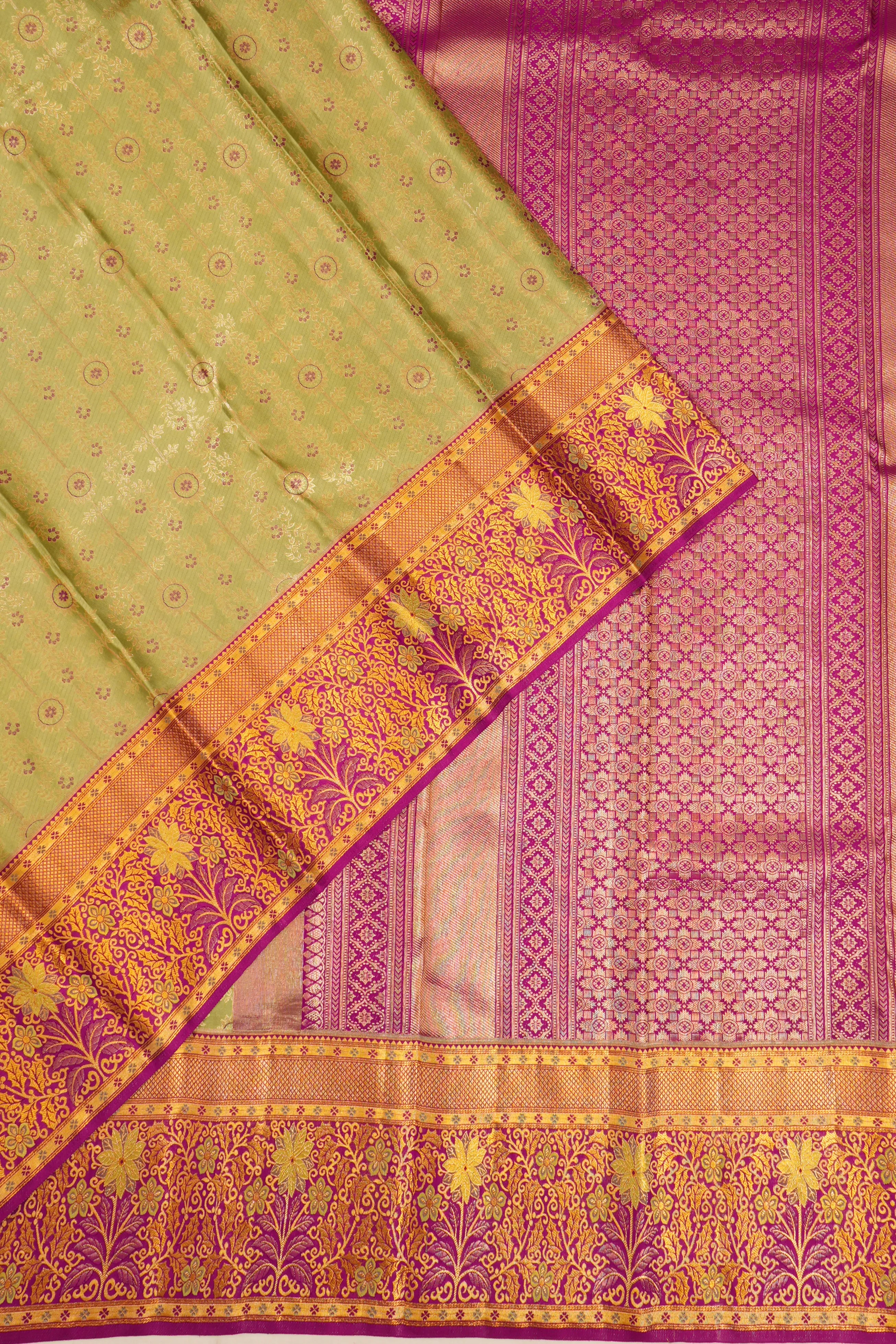 Kanchipuram Silk Tissue Brocade Green Saree