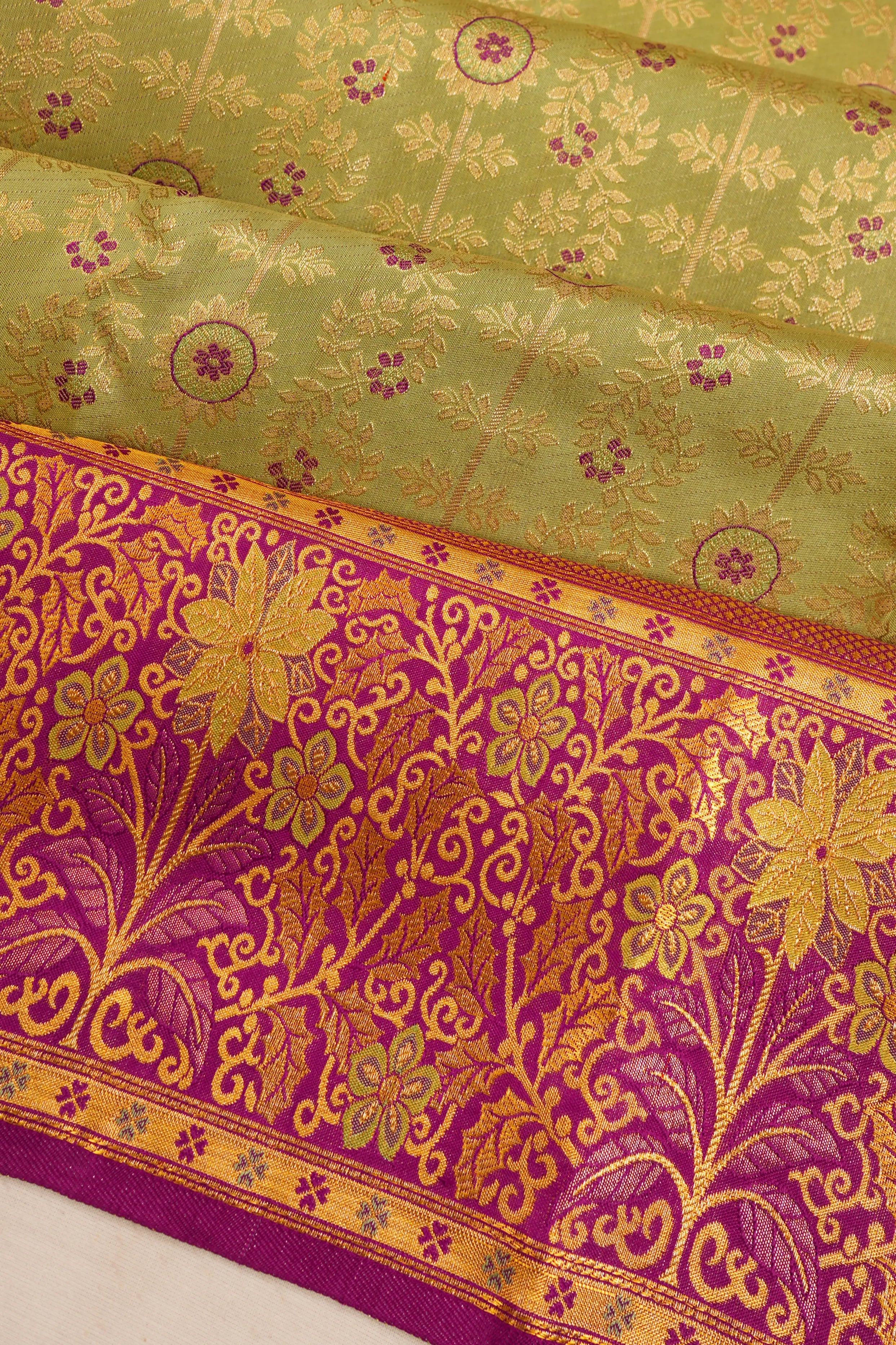 Kanchipuram Silk Tissue Brocade Green Saree