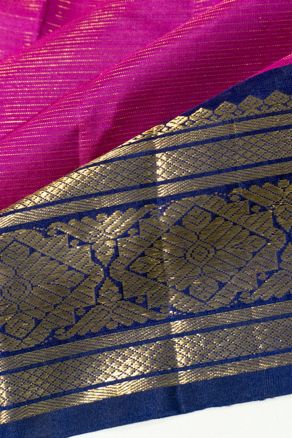 Kanchipuram Silk Oosi Lines Purple Saree