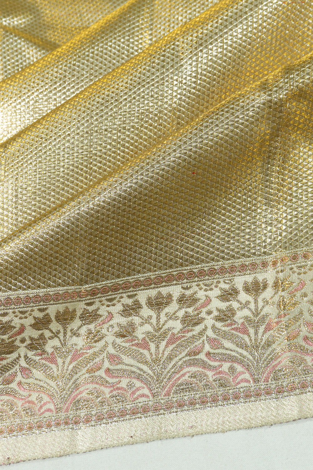Kanchipuram Silk Tissue Brocade Gold Saree