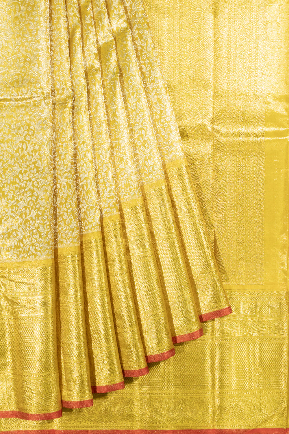 Kanchipuram Silk Tissue Brocade Gold Saree