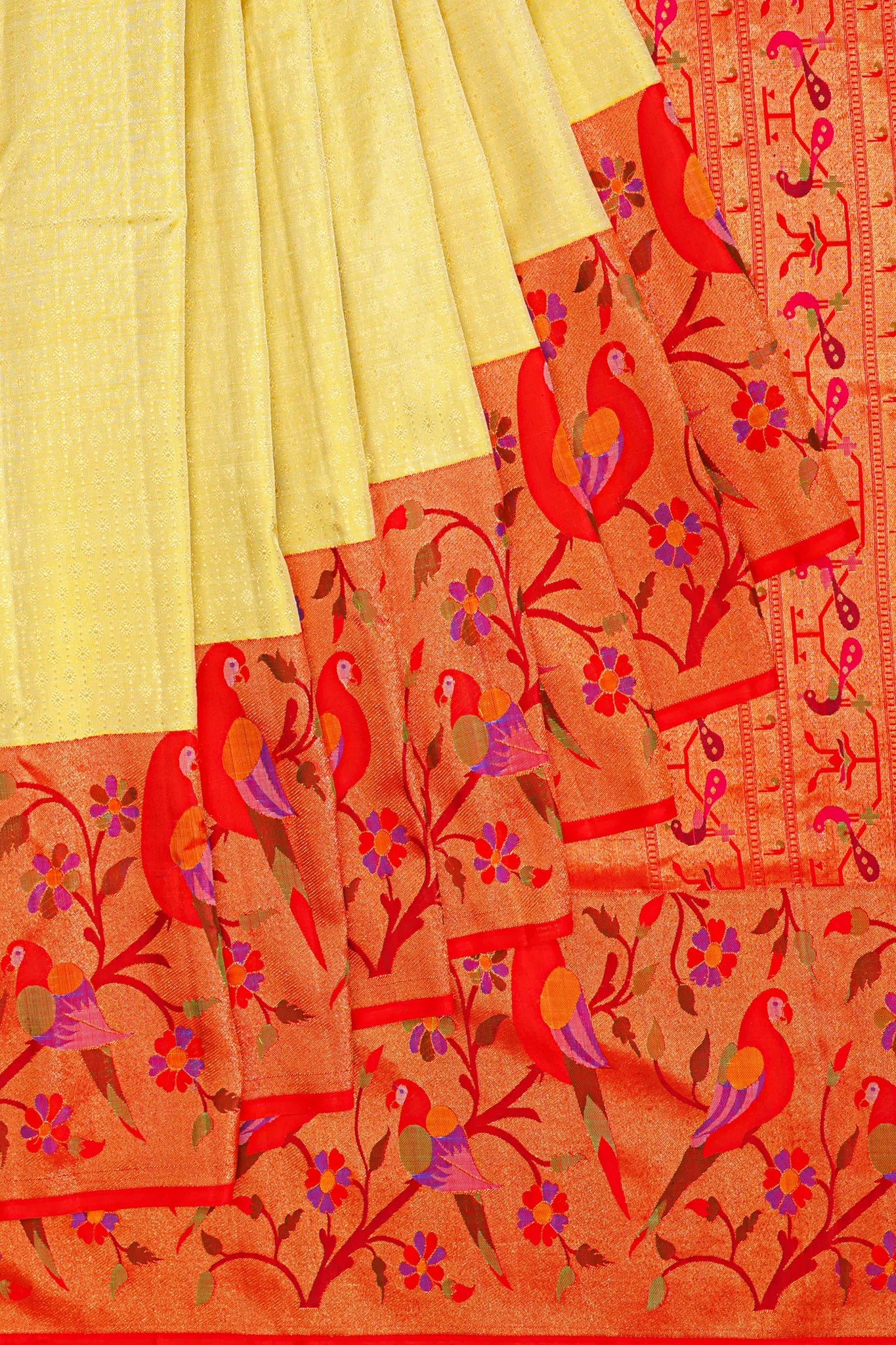 Kanchipuram Silk Brocade Yellow Saree