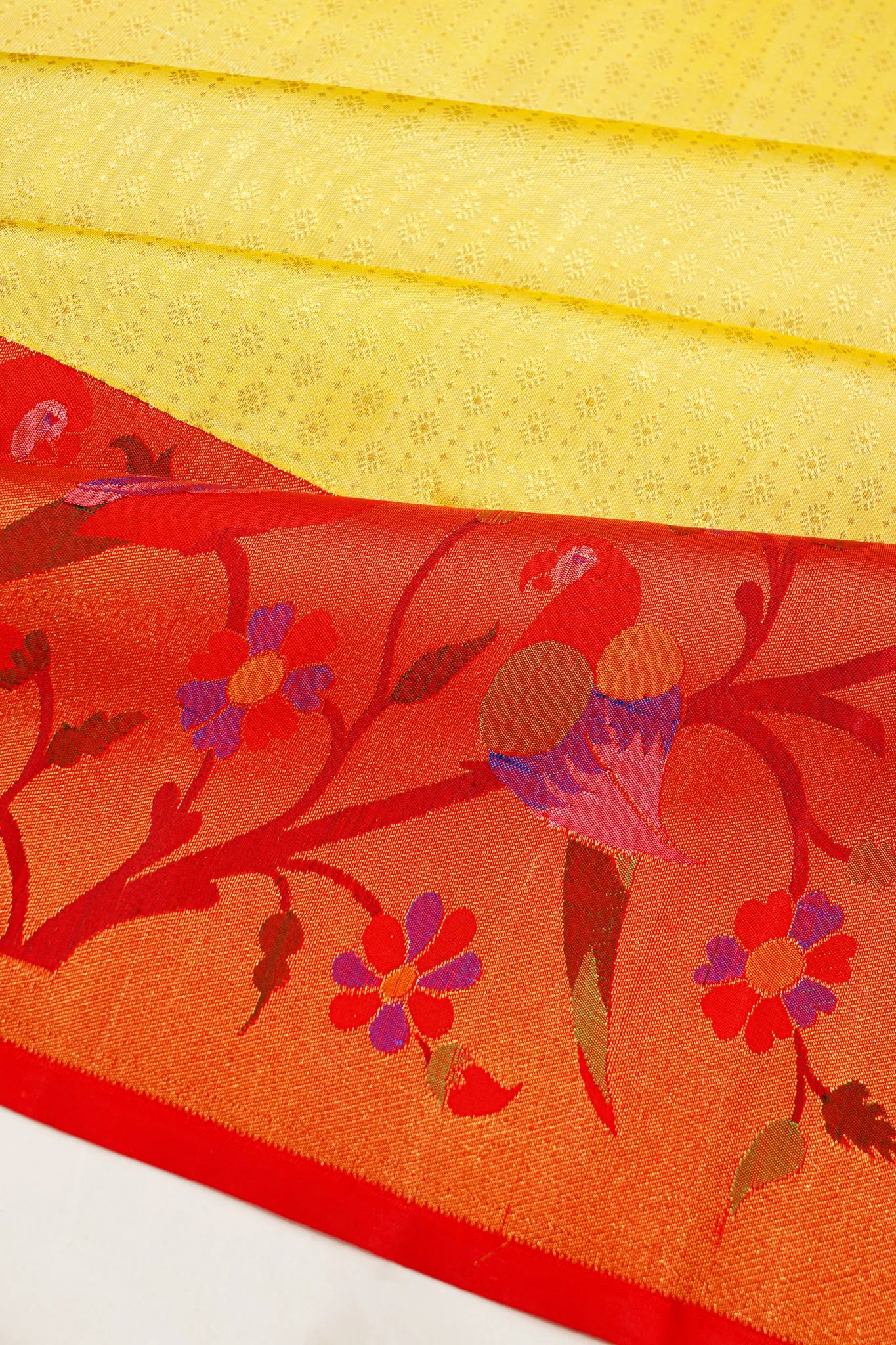 Kanchipuram Silk Brocade Yellow Saree