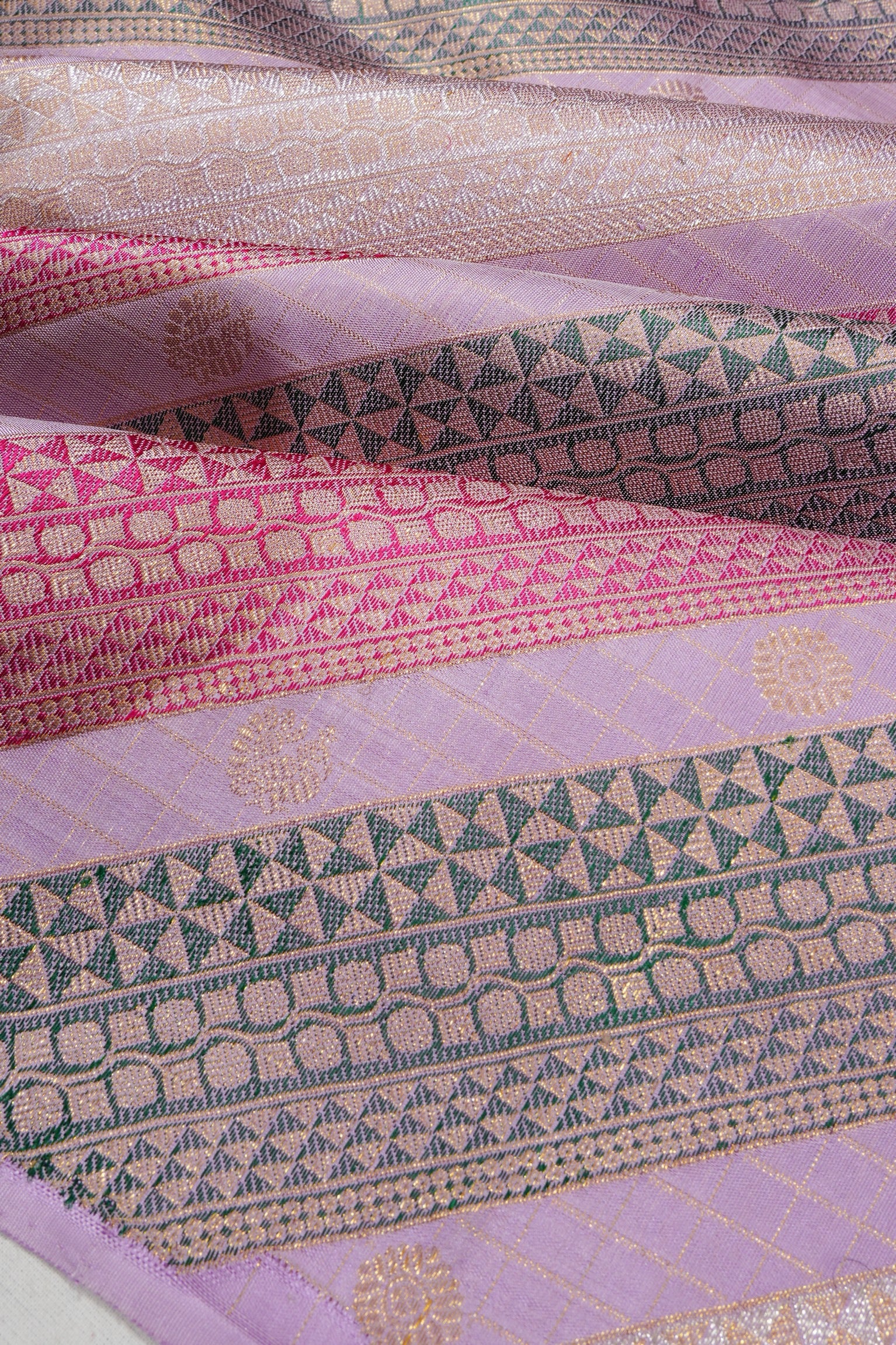 Kanchipuram Silk Tissue Brocade Rangkat Inspired Lavender Saree