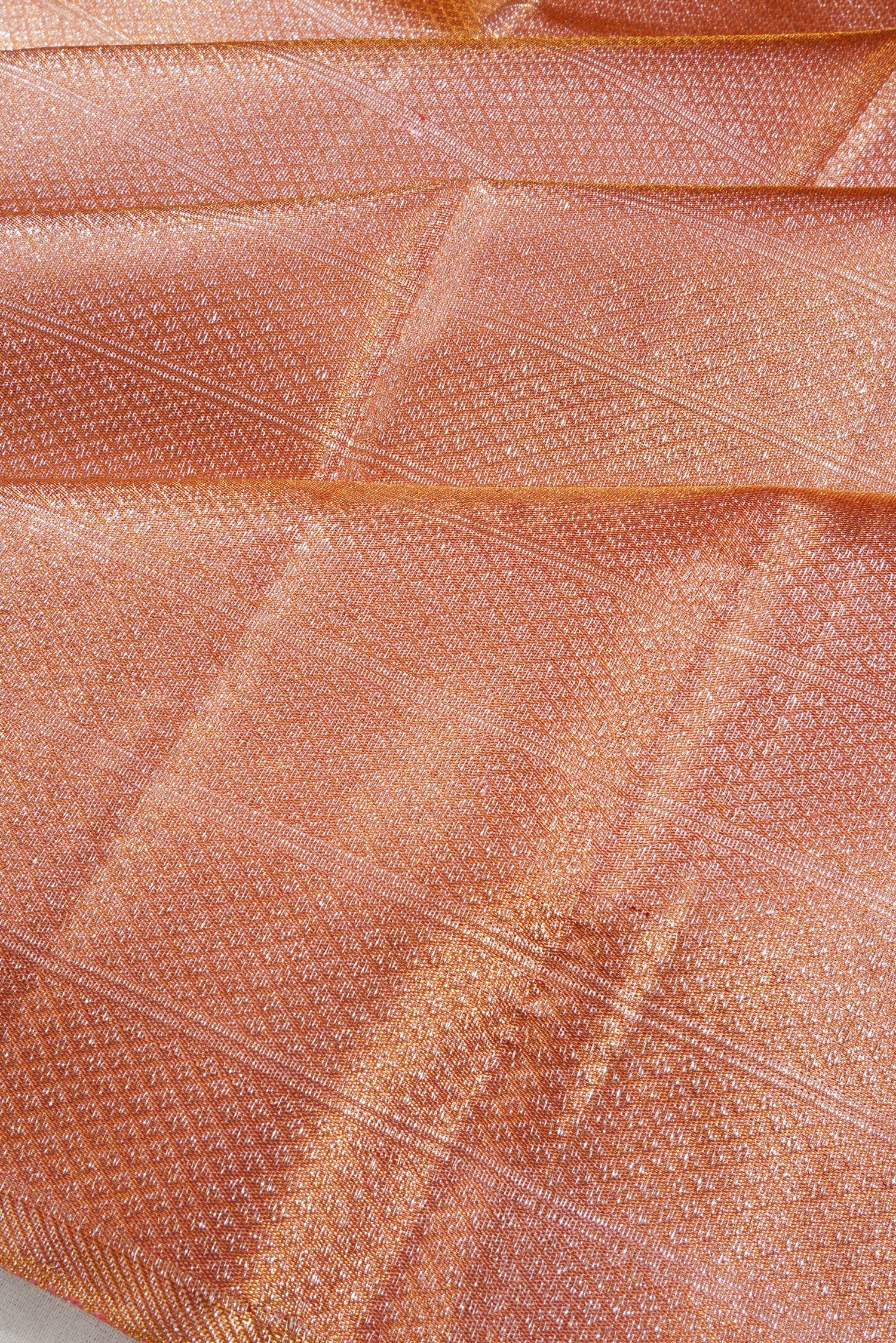 Kanchipuram Silk Tissue Brocade Peach Saree