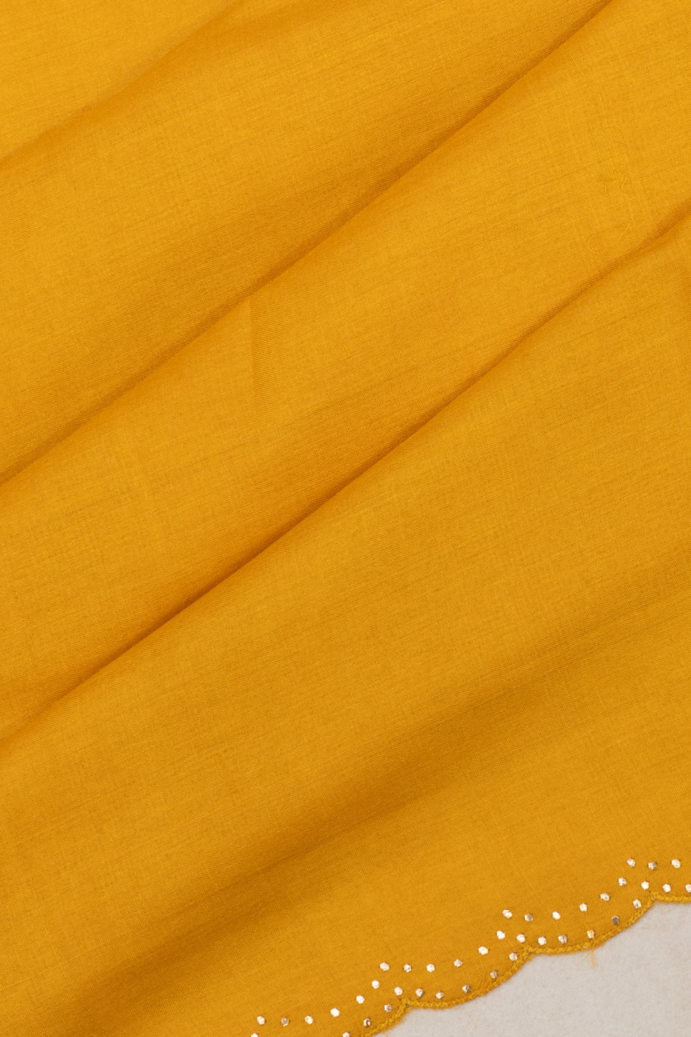 Tussar Plain Yellow Saree With Embroidery
