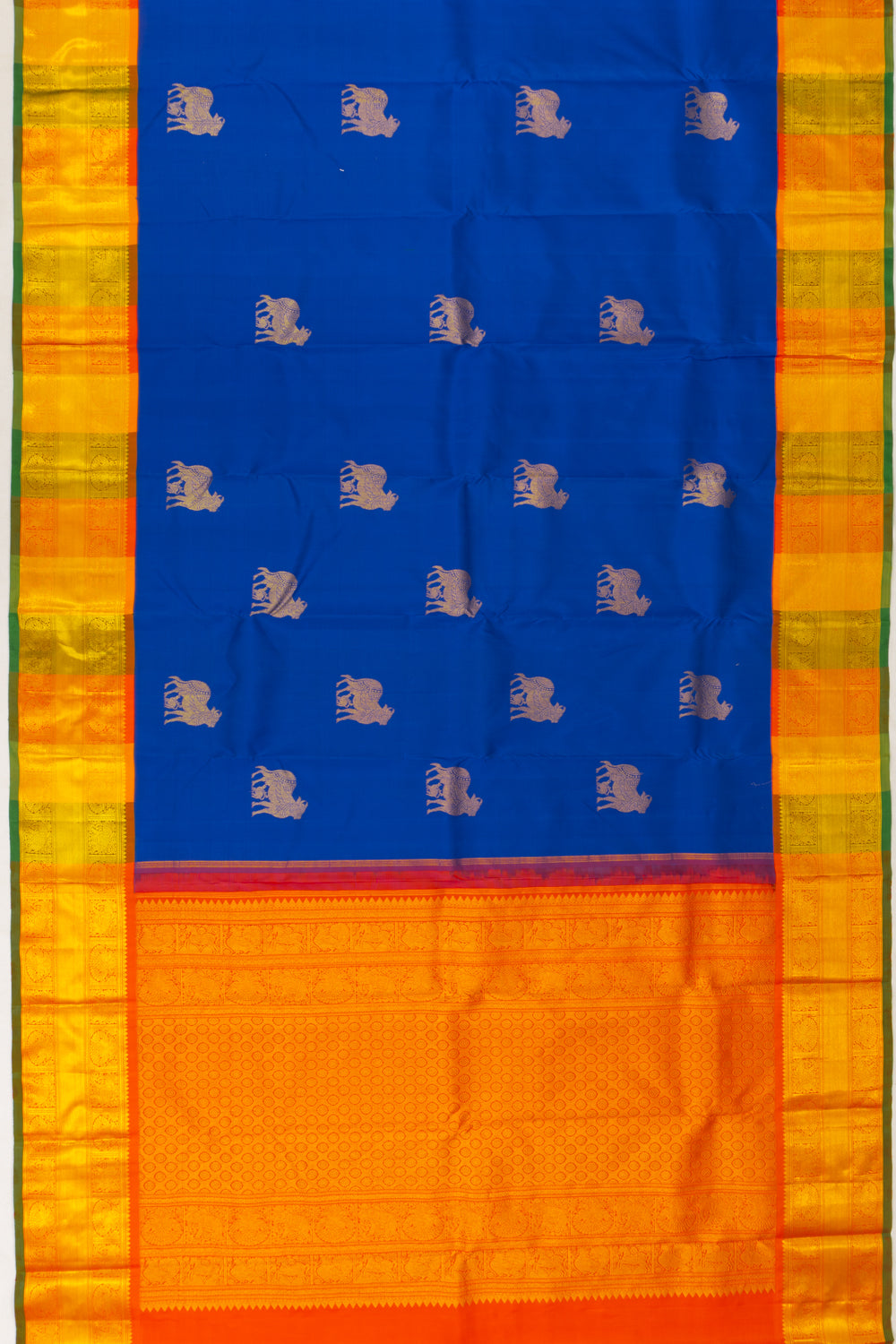 Kanchipuram Silk Pichwai Butta Royal Blue Saree