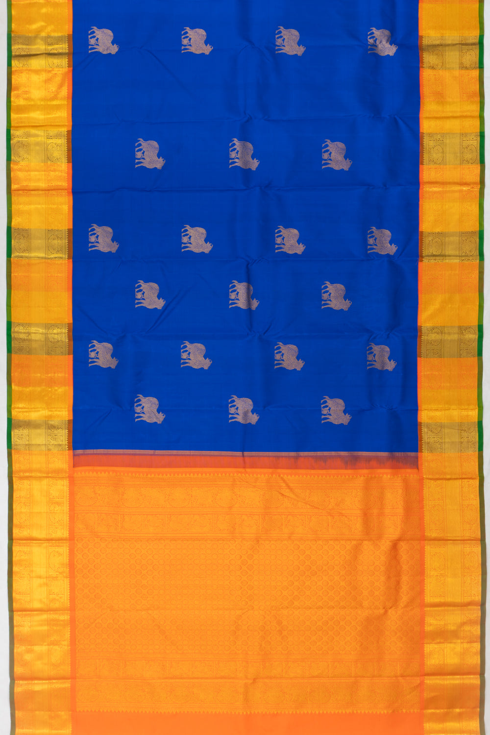 Kanchipuram Silk Pichwai Butta Royal Blue Saree