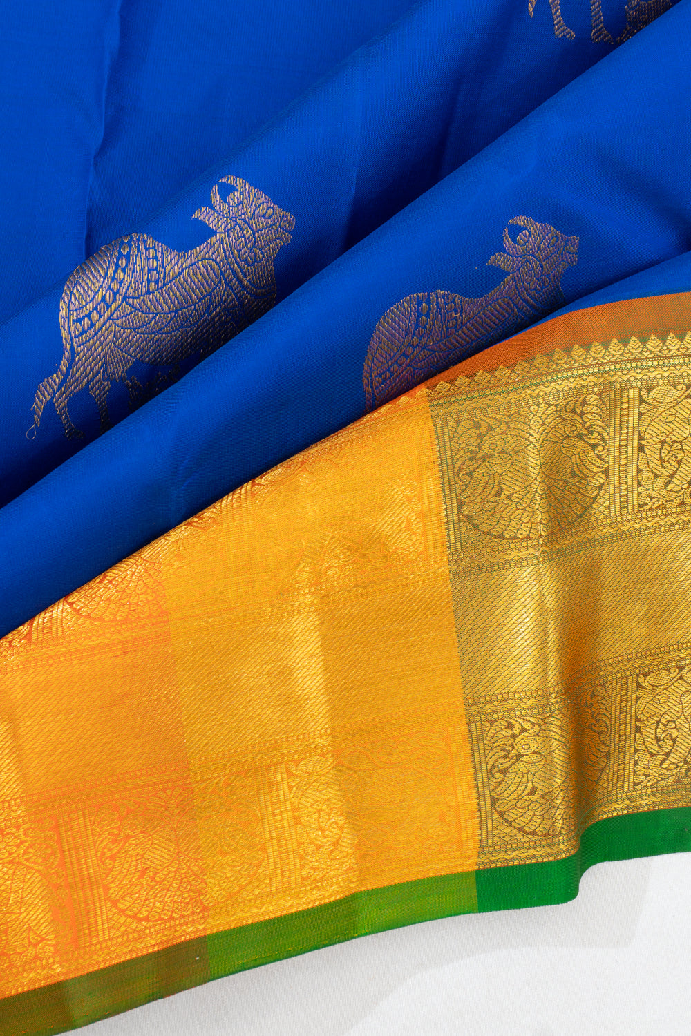 Kanchipuram Silk Pichwai Butta Royal Blue Saree