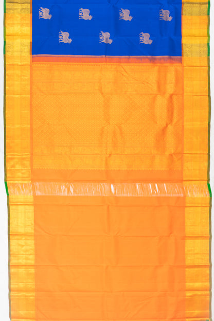 Kanchipuram Silk Pichwai Butta Royal Blue Saree