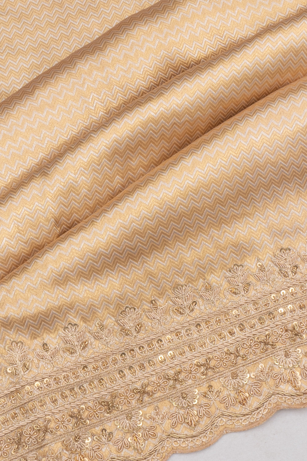 Kanchipuram Silk Tissue Brocade Gold Saree With Zardosi Border