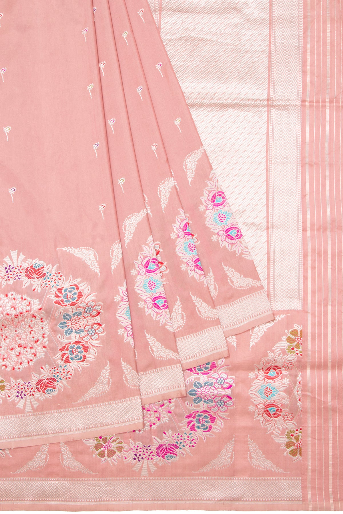 Thread Banarasi Silk Butta Peach Saree