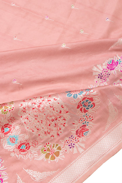 Thread Banarasi Silk Butta Peach Saree