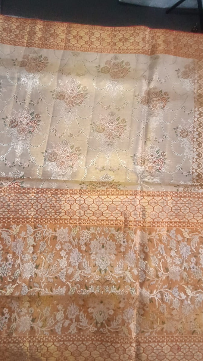 Kanchipuram Silk Tissue Brocade Gold Saree