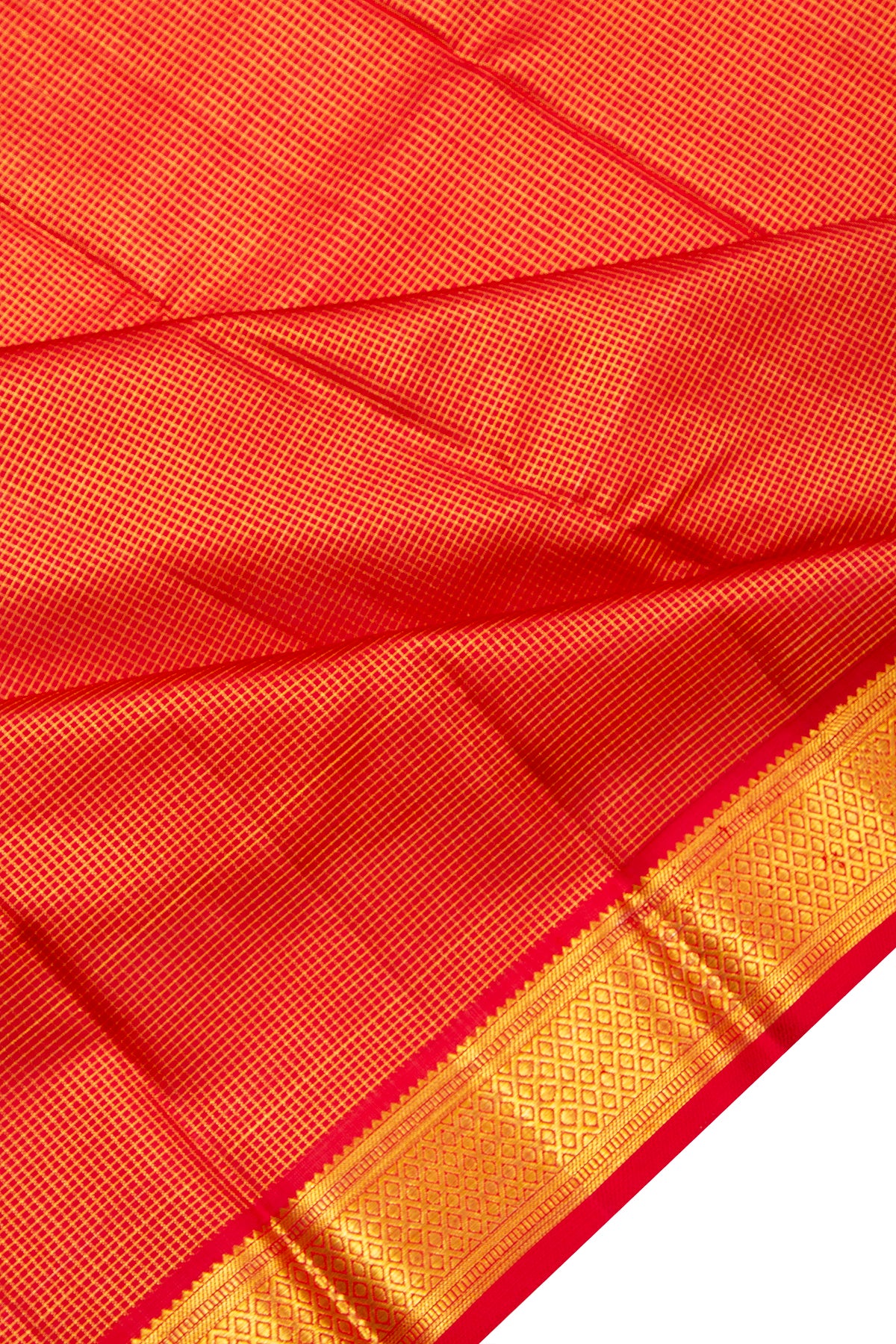 Kanchipuram Silk Checks Red Saree