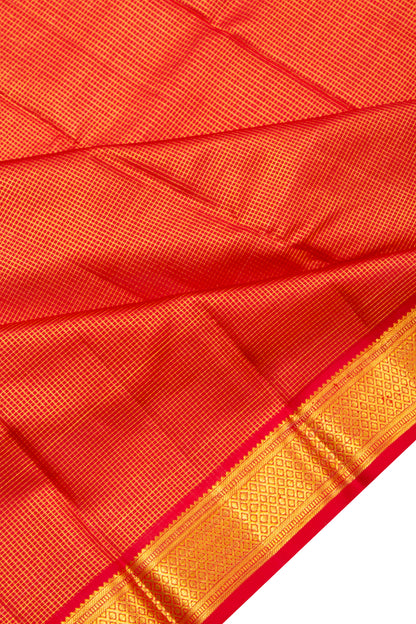 Kanchipuram Silk Checks Red Saree