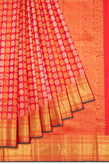 Kanchipuram Silk Brocade Red Saree