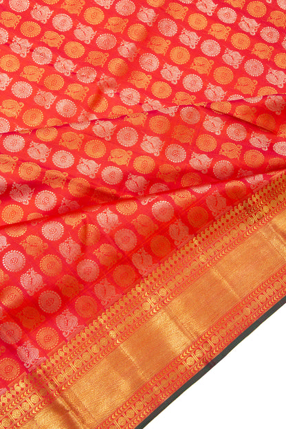 Kanchipuram Silk Brocade Red Saree