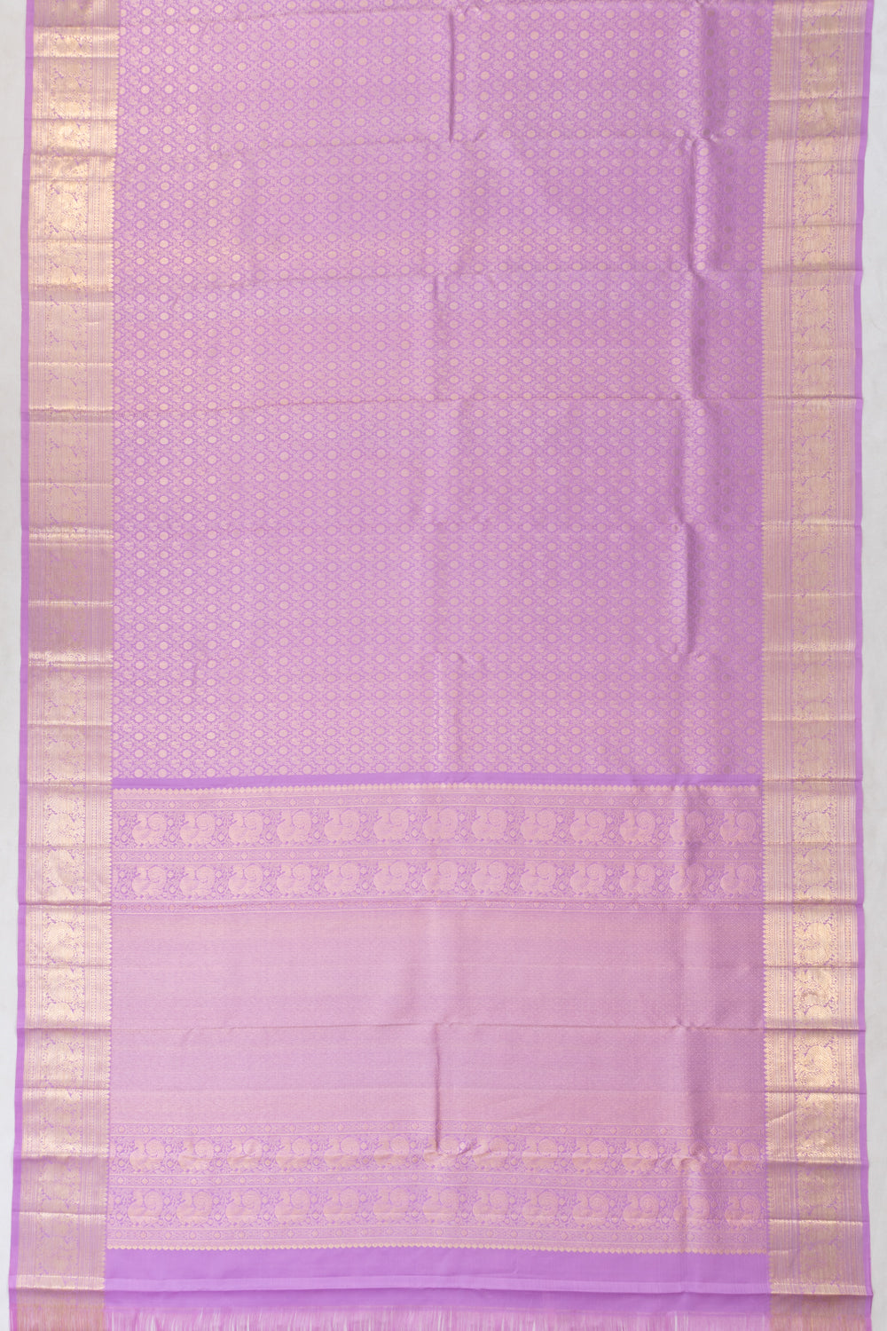 Kanchipuram Silk Criss Cross Checks And Butta Lavender Saree